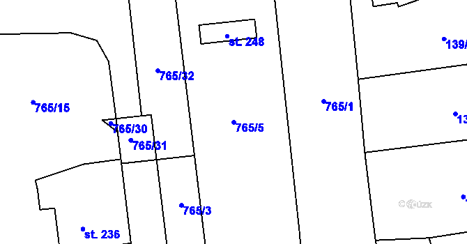 Parcela st. 765/5 v KÚ Choltice, Katastrální mapa