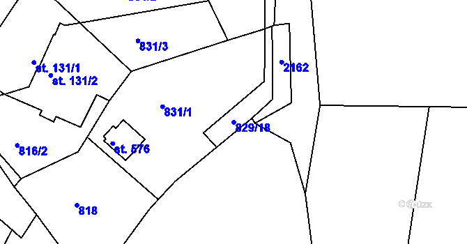 Parcela st. 829/18 v KÚ Choltice, Katastrální mapa