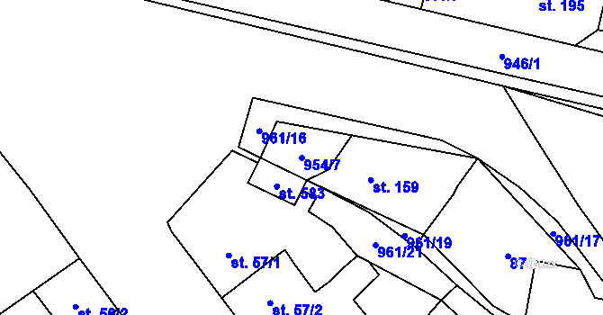Parcela st. 954/7 v KÚ Choltice, Katastrální mapa