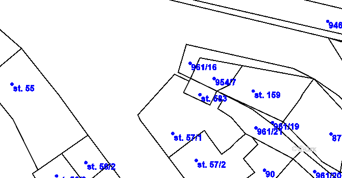 Parcela st. 954/18 v KÚ Choltice, Katastrální mapa