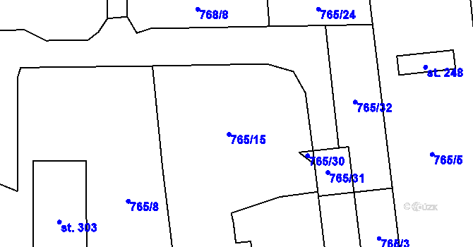 Parcela st. 765/22 v KÚ Choltice, Katastrální mapa