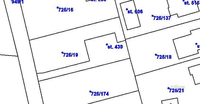 Parcela st. 439 v KÚ Choltice, Katastrální mapa