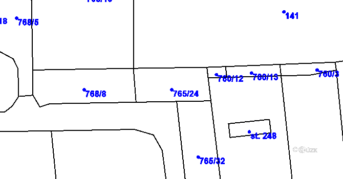 Parcela st. 765/24 v KÚ Choltice, Katastrální mapa