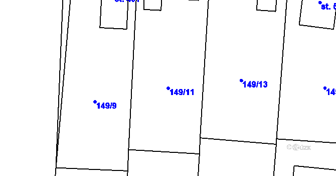 Parcela st. 149/11 v KÚ Choltice, Katastrální mapa