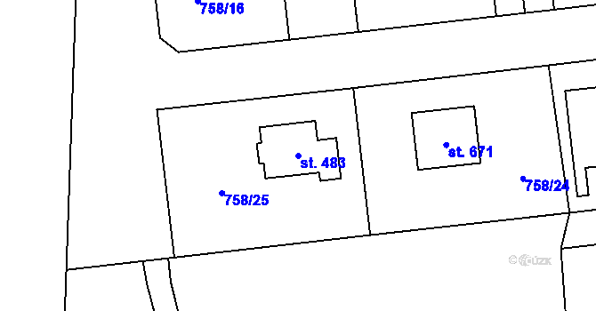 Parcela st. 483 v KÚ Choltice, Katastrální mapa