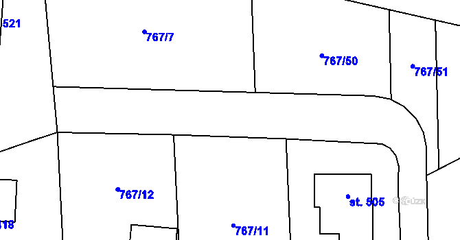 Parcela st. 767/9 v KÚ Choltice, Katastrální mapa