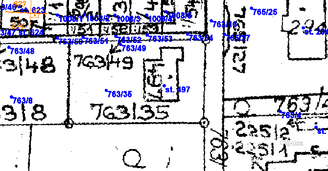 Parcela st. 497 v KÚ Choltice, Katastrální mapa