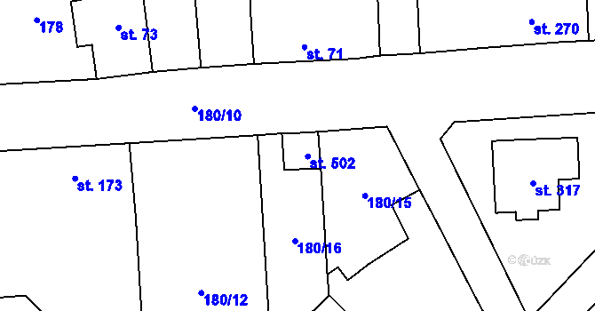 Parcela st. 502 v KÚ Choltice, Katastrální mapa