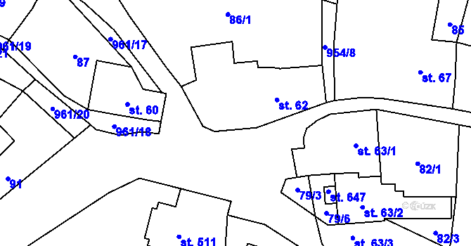 Parcela st. 954/22 v KÚ Choltice, Katastrální mapa