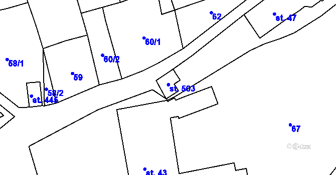 Parcela st. 503 v KÚ Choltice, Katastrální mapa