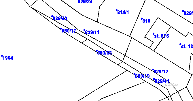 Parcela st. 860/18 v KÚ Choltice, Katastrální mapa