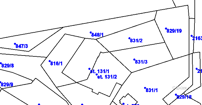 Parcela st. 131/3 v KÚ Choltice, Katastrální mapa