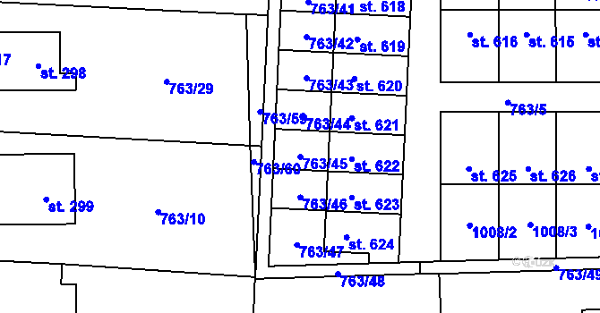 Parcela st. 763/45 v KÚ Choltice, Katastrální mapa