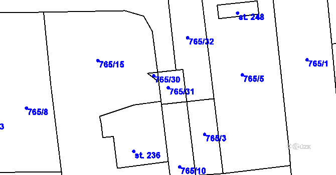 Parcela st. 765/31 v KÚ Choltice, Katastrální mapa