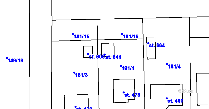 Parcela st. 641 v KÚ Choltice, Katastrální mapa