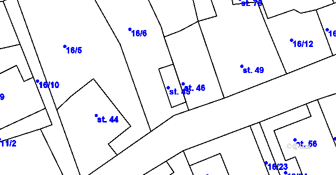 Parcela st. 45 v KÚ Chrtníky, Katastrální mapa