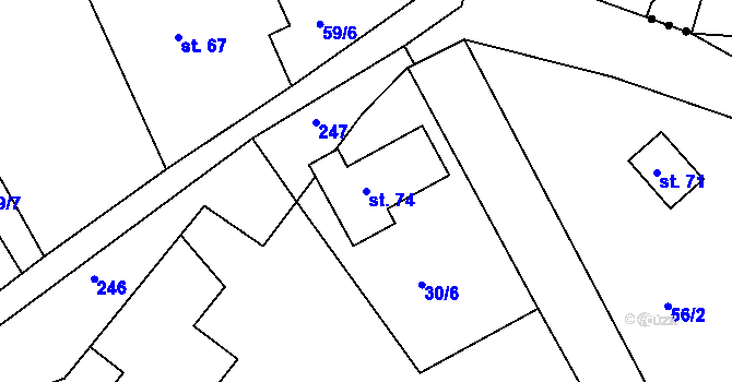 Parcela st. 74 v KÚ Chrtníky, Katastrální mapa