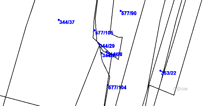 Parcela st. 344/27 v KÚ Cholupice, Katastrální mapa