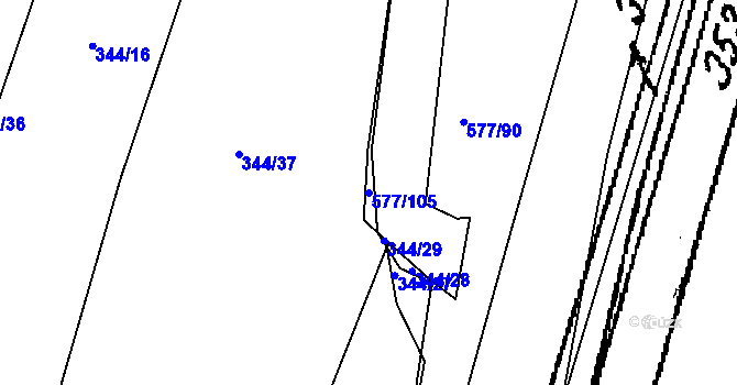 Parcela st. 577/105 v KÚ Cholupice, Katastrální mapa