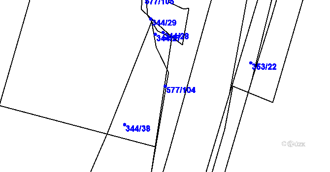 Parcela st. 577/104 v KÚ Cholupice, Katastrální mapa