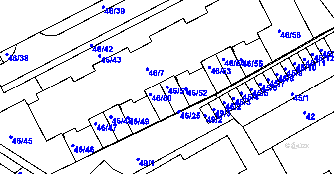 Parcela st. 46/51 v KÚ Cholupice, Katastrální mapa