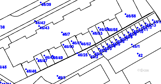 Parcela st. 46/52 v KÚ Cholupice, Katastrální mapa
