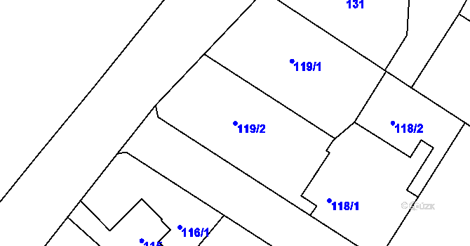 Parcela st. 119/2 v KÚ Cholupice, Katastrální mapa