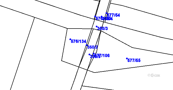 Parcela st. 350/2 v KÚ Cholupice, Katastrální mapa