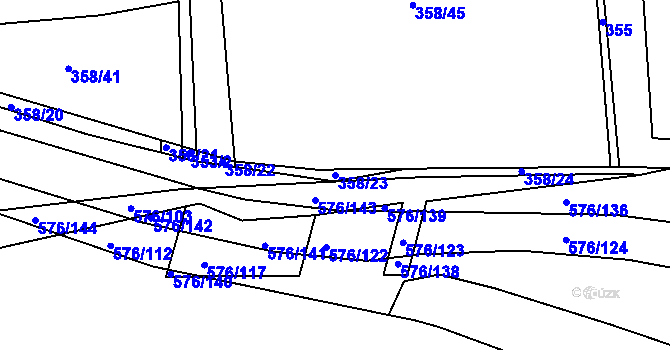Parcela st. 358/23 v KÚ Cholupice, Katastrální mapa
