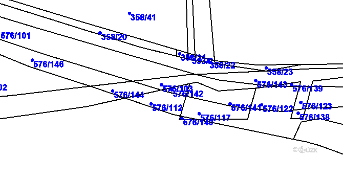 Parcela st. 576/142 v KÚ Cholupice, Katastrální mapa