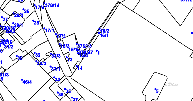 Parcela st. 1 v KÚ Cholupice, Katastrální mapa