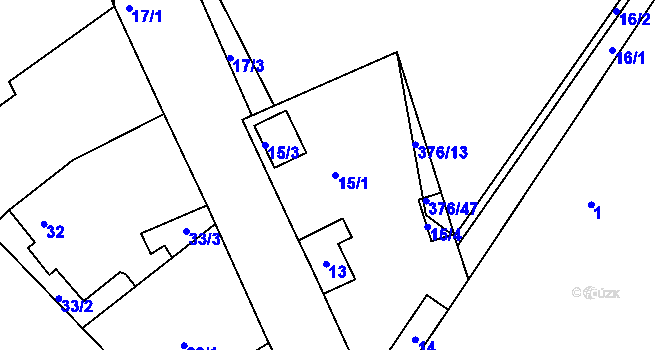 Parcela st. 15/1 v KÚ Cholupice, Katastrální mapa