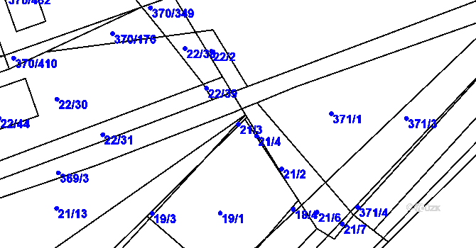 Parcela st. 21/3 v KÚ Cholupice, Katastrální mapa