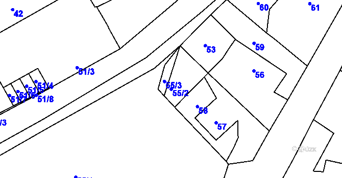 Parcela st. 55/2 v KÚ Cholupice, Katastrální mapa