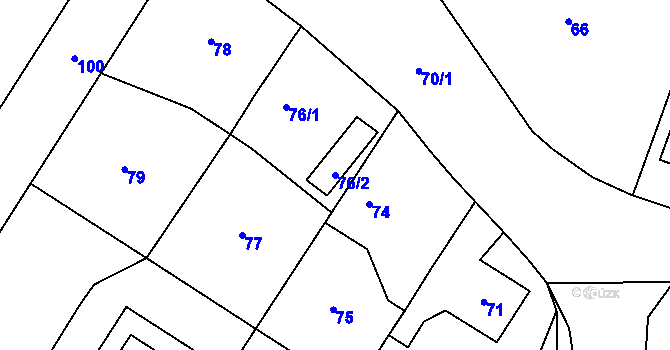Parcela st. 76/2 v KÚ Cholupice, Katastrální mapa