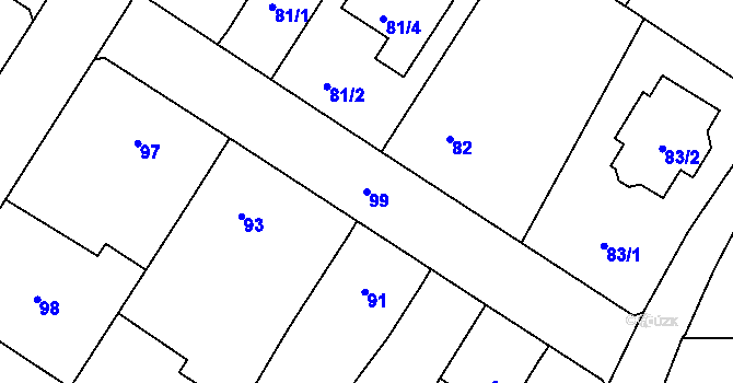Parcela st. 99 v KÚ Cholupice, Katastrální mapa