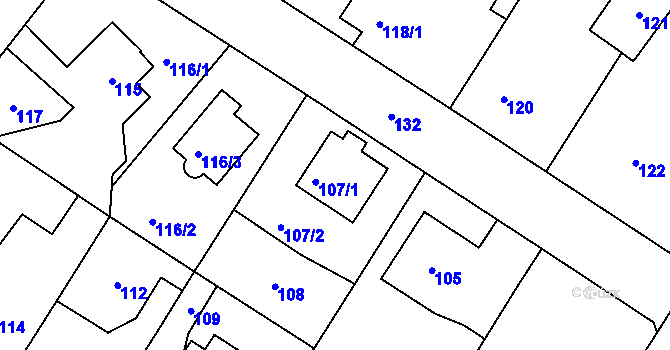 Parcela st. 107 v KÚ Cholupice, Katastrální mapa