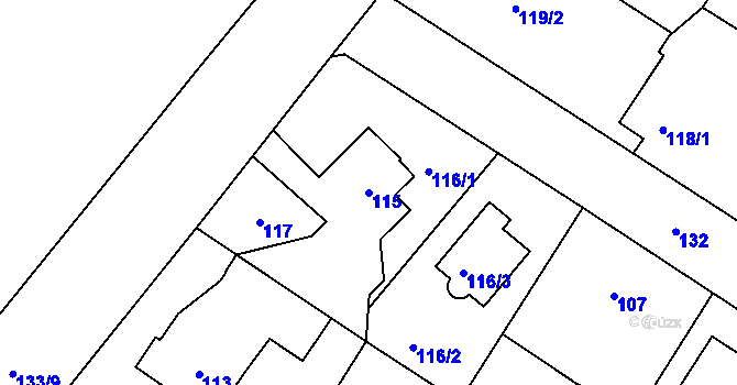 Parcela st. 115 v KÚ Cholupice, Katastrální mapa