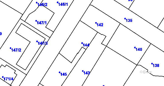 Parcela st. 144 v KÚ Cholupice, Katastrální mapa