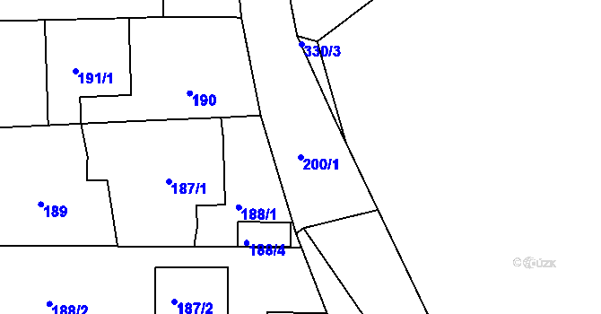 Parcela st. 200/1 v KÚ Cholupice, Katastrální mapa