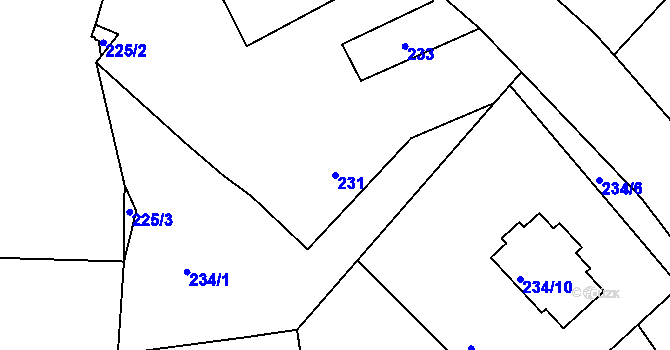 Parcela st. 231 v KÚ Cholupice, Katastrální mapa