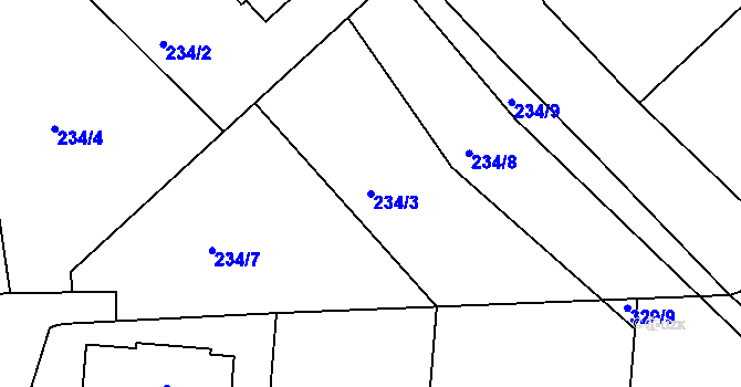 Parcela st. 234/3 v KÚ Cholupice, Katastrální mapa