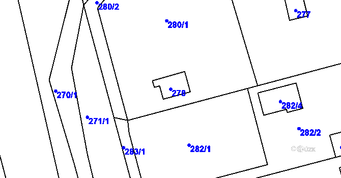 Parcela st. 278 v KÚ Cholupice, Katastrální mapa