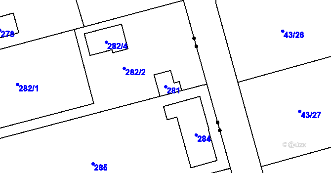 Parcela st. 281 v KÚ Cholupice, Katastrální mapa