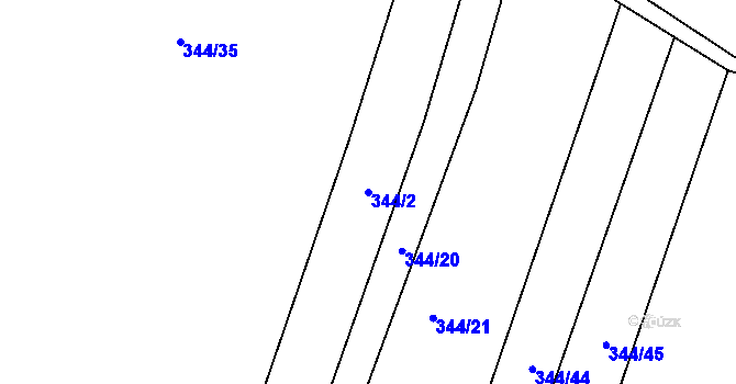 Parcela st. 344/2 v KÚ Cholupice, Katastrální mapa