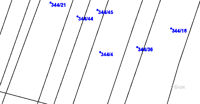 Parcela st. 344/4 v KÚ Cholupice, Katastrální mapa