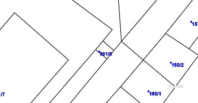 Parcela st. 361/8 v KÚ Cholupice, Katastrální mapa