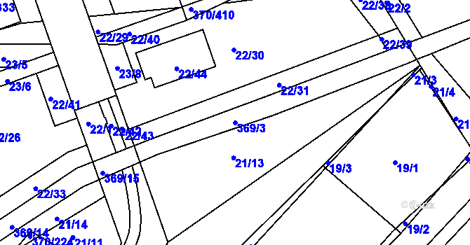Parcela st. 369/3 v KÚ Cholupice, Katastrální mapa