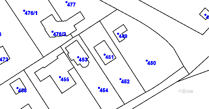 Parcela st. 451 v KÚ Cholupice, Katastrální mapa