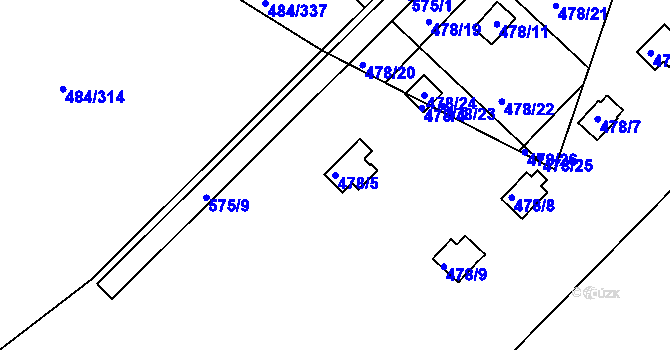 Parcela st. 478/5 v KÚ Cholupice, Katastrální mapa
